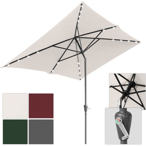 SWANEW Parasol 200 x 300cm Parasol de jardin Parasol de marché pliable à manivelle,beige (1/4)