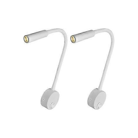 2er-Pack weiße Wandstrahler – Nachttischlampe mit COB-Halterung – Aufputzmontage, 3 W, Nachtlicht mit Druckknopfschalter