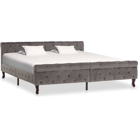 Lit double,Lit adulte - Cadre de lit - sans matelas - gris - velours - 180x200 cm - 2 personnes 1853843 (1/5)