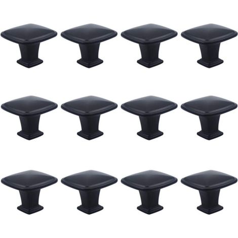 12PCS Noir Tiroir de Poignée Porte, 30mm Bouton de Meubles, Unique Trou Rond Boutons de Tiroir, Boutons de Porte, Poignées de Meuble pour Placard Armoire Cuisine, chambre d'enfant
