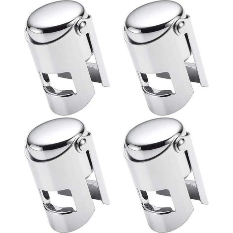 Bouchons de champagne, lot de 4, scellés sous vide en acier inoxydable pour bouteilles de vin mousseux, idéaux pour offrir. (1/5)