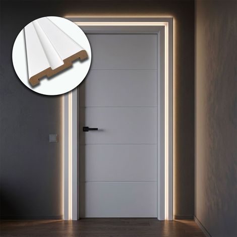 MOSTRINE per PORTE con incasso LED in FIBRA DI LEGNO bianco 80x15  (prezzo al metro)