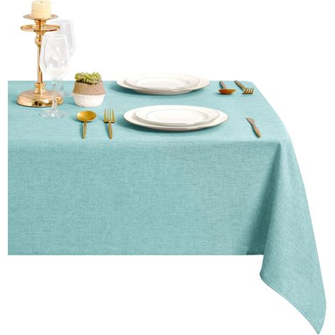 1 Nappe 135x160cm, Aspect Lin, Imperméable, Anti Tache, Polyester, Intérieur Extérieur (1/5)