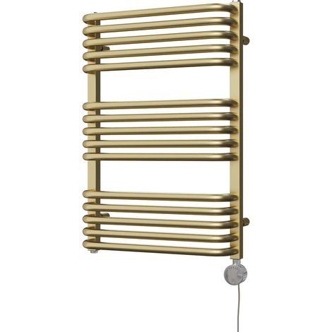 Crossmoor - Brushed Brass Electric Towel Rail H736mm x W500mm 400w Thermostatic (1/2)