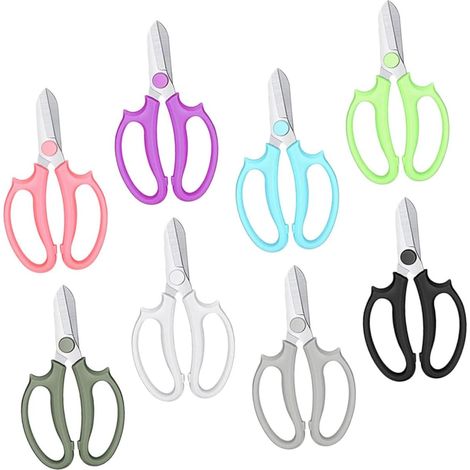 Ciseaux de Jardin Professionnels 8 Pièces Multicolores pour Taille de Fleurs et Fruits Jardinage Ergonomiques Antidérapants Usage Fleuriste Verger Pelouse (1/5)