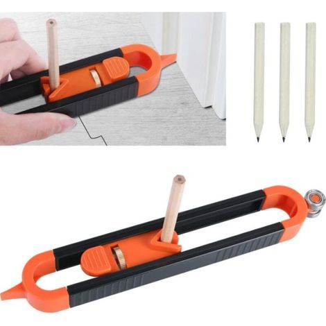 Contour Gauge With Lock(with 3 Pencil), Profile Tool Woodworking Measuring Ruler Irregular Contour Duplicator Gauge Tools