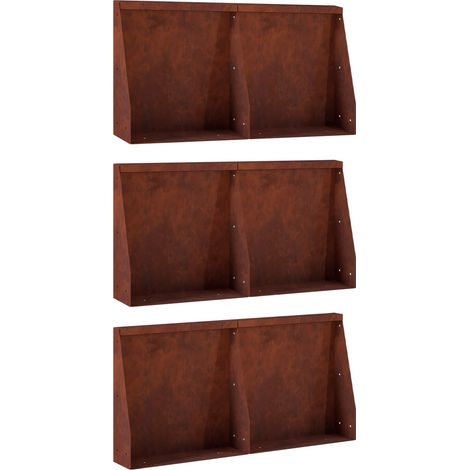 Retaining Wall 6 pcs 40 x 12 x 40 cm Weathering Steel Rusty vidaXL