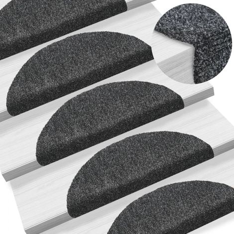vidaXL Stair Mats Self-adhesive 10 pcs 56x17x3 cm Dark Grey Half Round