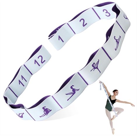Sangle de Yoga, Band D'étirement de Yoga avec 12 Boucles Bandes Élastiques de Résistance pour Yoga, Fitness, Pilates, Ballet, Danse (1/5)