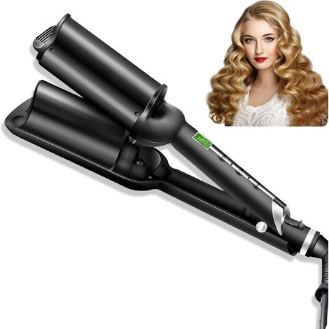 Crimpeur à Cheveux 5 cm, Fer à Onduler Céramique Tourmaline Style Volumineux, Écran LCD 9 Réglages Température, Chauffage Rapide Cadeau de Noël Femme (1/5)