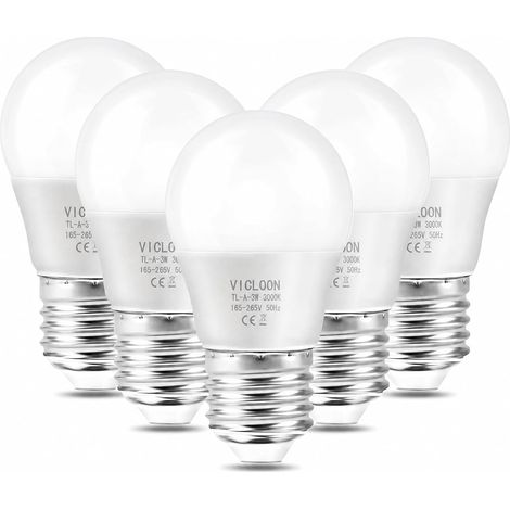 Ampoule LED E27,5Pack G45 E27 LED Ampoule,3W Équivalent Ampoule Incandescente 25W,LED E27 Base Blanc Chaud 3000K,165-265V 3W,310LM,Angle de Diffusion 180°,Non Dimmable (1/5)