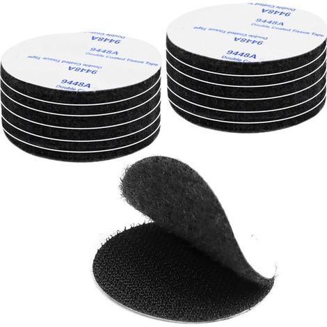 Extra starke, doppelseitige Selbstklebepads – 12 wiederverwendbare, runde Klebestreifen (schwarz), 5 cm Durchmesser, für verschiedene Anwendungen (1/5)