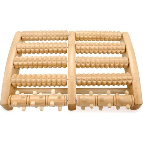 Rouleau De Massage Pieds - Double Rouleau En Bois Lotus - Pour Fasciite Plantaire Et Douleurs Pieds - 1 Pièce (1/5)
