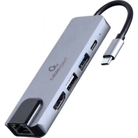 ADAPTADOR MULTIPUERTO USB TIPO C 5 EN 1 HUB HDMI PD LAN (1/2)