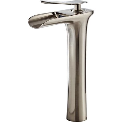 Hochwasser-Waschtischarmatur aus Nickelbronze – Korpus aus Messing – Höhe 29 cm – ABS-Luftsprudler für Wassereinsparung – Höhe unter Auslauf 25,5 cm – Ideko (1/5)