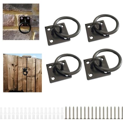 Lot de 4 ancrages à œillet M6 en acier inoxydable, noirs, pour pont de bateau et yacht, avec vis et boulons d'expansion. (1/5)