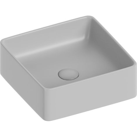 Lavabo d'appoggio quadrato in ceramica da 36x36 cm grigio - Serie Nature (1/3)