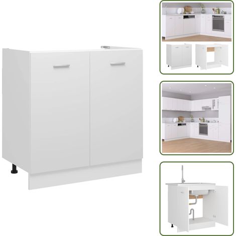 Armoire de plancher d'évier Blanc 80x46x81,5 cm Bois ingénierie - Armoire De Cuisine - Meuble De Cuisine - Rangement Cuisine - Placard De Cuisine - Évier (1/5)