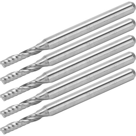 5 fraises à 1 tranchant spirale droite, tige 3.175x2x10x38mm, idéales pour usinage CNC sur bois et métal