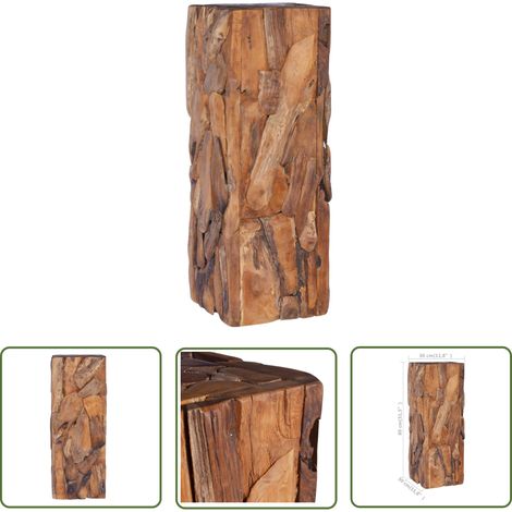 The Living Store Table d'appoint 30x30x80 cm Bois de teck solide - Table Basse - Table D'appoint - Meubles Vintage - Bois De Teck - Mobilier Artisanal (1/5)