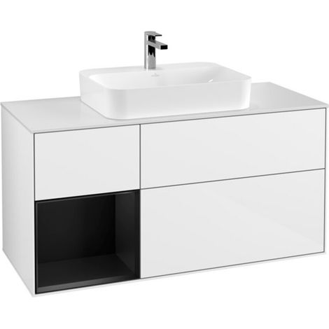 V&B Waschtischunterschrank Wandbeleuchtung Finion 120cm, Pl w m, Rg l b m Lac, glo wh. Lac (1/2)