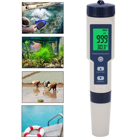 EZ-9909SP 5-in-1 Wasserqualitätstester: pH-Wert + TDS + EC + Salzgehalt + Temperatur (1/5)