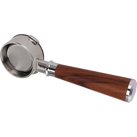 Porte-filtre sans fond de 58 mm, 3 oreilles, acier inoxydable, poignée en bois massif pour machine Barsetto, style A, séquoia. (1/5)