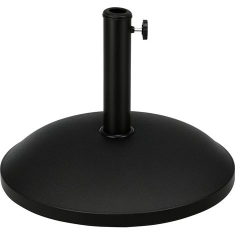 Pied De Parasol - 25 Kg - Ciment - Réglable Avec 3 Adaptateurs - Pour Mâts 35 38 48 Mm - Noir (1/5)