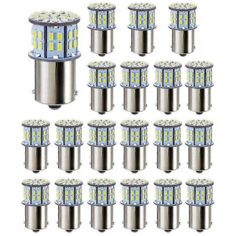Lot de 20 ampoules LED blanches ultra-lumineuses 3014 50 SMD (compatibles 1156, 1141, 1003 et BA15S) pour remorques et applications marines.-AquaForge (1/5)