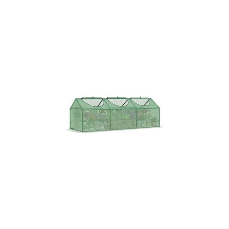 Mini-Gewächshaus mit 3 aufrollbaren Fenstern, hochdichter PE-Folie (140 g/m²), 180 x 60 x 60 cm, dunkelgrün