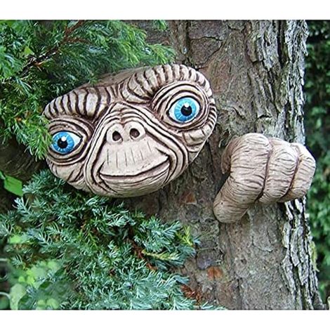 Statue de jardin Alien Statue de tête d'arbre Statue de jardin en résine Statue décorative pour jardin cour décor extérieur (1/5)