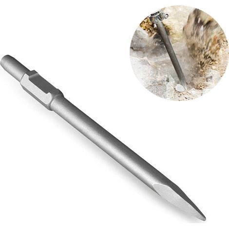 Ciseau pointu 380x30 mm – Manche hexagonal SDS 30 mm – Acier chromé 40CR pour béton armé – Précision accrue et durabilité (1/5)