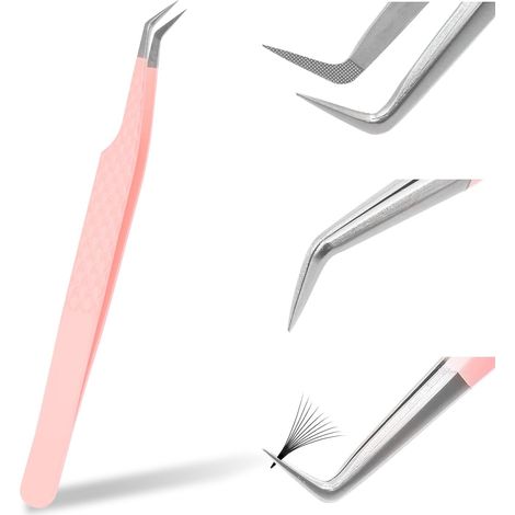 1 Pince Extensions Cils, Acier Inoxydable, Bec Coude, Précision Professionnelle, Pour Maquillage Et Bricolage