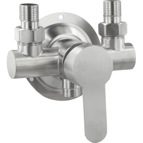 Robinet de douche mural - 1 unité - Acier inoxydable 304 - Mitigeur eau chaude et froide - Salle de bain - Filetage G1/2" (1/5)