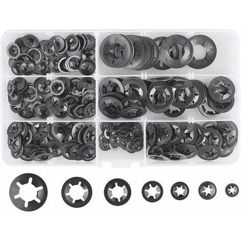 280 Pcs Rondelles De Blocage Rondelles De Verrouillage, Rondelles À Verrouillage Rapide De Rondelles De Verrouillage En Acier M3 M4 M5 M6 M8 M10 M12, 7Tailles, Noir-