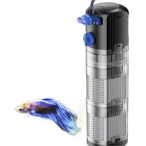 Filtre Intérieur Aquarium Réglable 3 en 1 Pompe Aquarium pour 100-300l Aquarium d'eau Douce ou d'eau Salée 1500L/H 25W (1/5)