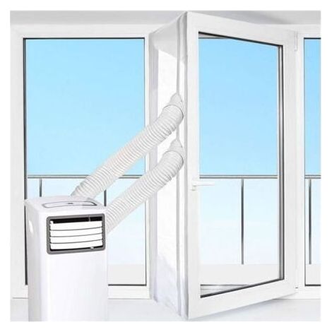 Kit Calfeutrage Climatiseur Mobile Porte Fenetre 400cm, pour Climatiseurs, Sèche-linge et Déshumidificateurs Tuyau évacuation Calfeutrage Fermeture éclair, Facile a Installer (1/5)