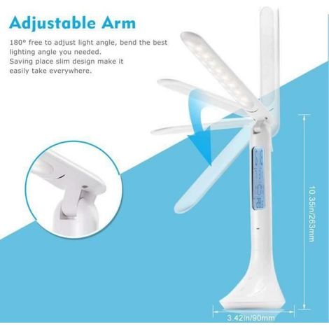 Pliable Lampe de bureau LED,Touche-sensible avec affichage LCD Calendrier Température Alarme Horloge 3 niveaux Lumière Veilleuse 4W (1/4)
