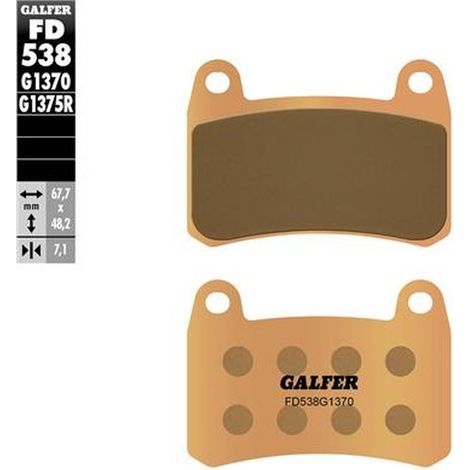 Pastillas de freno Galfer KH658 de metal sinterizado (dorado) para uso en carretera. Delanteras: Benelli 251S '20-'23 302S/R '17-'23 TRK 251/302 '20-'23
