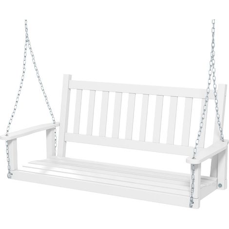 Altalena da veranda per 2 persone 136 x 67 x 63 cm comfort ergonomico atmosfera accogliente legno bianco 200019203