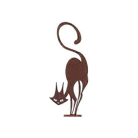 Gartendekoration „Rostige Katze“ aus Metall, rostiges Katzenschild, Figur, Zaunfigur, Katzenornament, kleine rostige Katzenbastelarbeit