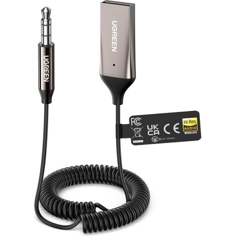 Récepteur Bluetooth 6.0 Jack 6.0 Jack Bluetooth Voiture Hi-Res Audio Aux 3.5mm et USB pour Autoradio Enceinte Haut Parleur Amplificateur Appel Mains Libres (1/5)