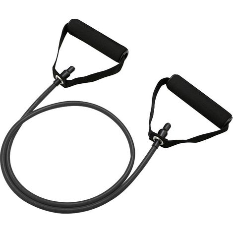 Banda de resistencia, banda elástica de goma, cuerda de entrenamiento de espuma de látex, accesorios de fitness para yoga y gimnasio (negro, 120 cm de longitud, 13,6 kg)