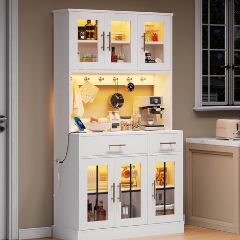 MEUBLIV Armario de almacenamiento 80x40x180 cm blanco – con puertas y cajón (1/5)