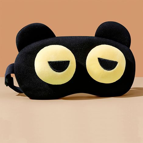masque de sommeil ours mignon - Masque de sommeil occultant en polyester doux avec fermeture réglable, jaune et noir D (1/5)