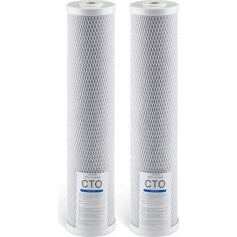 Cartouche de Rechange pour Filtre à Eau Toute la Maison 2PCs 115x507 mm, Filtre de Remplacement pour Système de Filtration d'Eau Domestique en 3 Étages, Charbon Actif CTO, Réduit le Chlore (1/5)