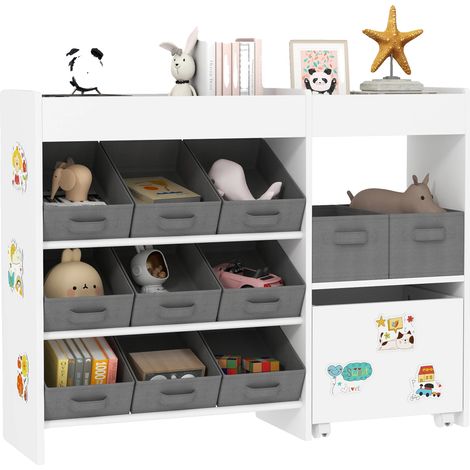 Organizador infantil, con múltiples compartimentos, fácil montaje, blanco. (1/2)