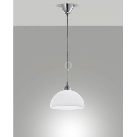 NICE SOSPENSIONE BIANCA D.26 CM CM 1 LUCE ATTACCO E27 IN METALLO E VETRO
