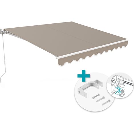 Toldo monobloque VECCHIO 3m x 2,5m blanco con tejido topo y fijación al techo (1/5)
