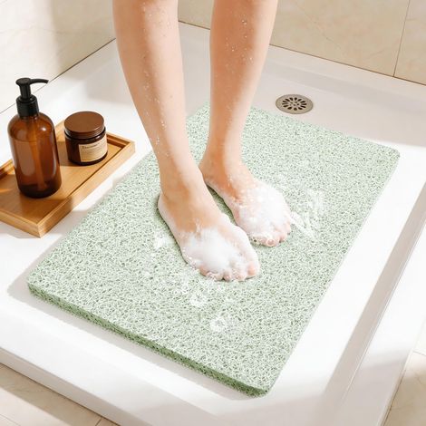 Tapis de Douche antidérapant pour Personnes âgées, 61 x 43,2 cm, Tapis de Bain antidérapant pour Douche intérieure, Tapis de Bain en luffa en PVC, Vert Menthe (1/5)